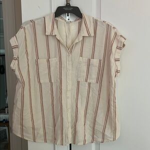 Wonderly Cream and Tan Striped Shirt